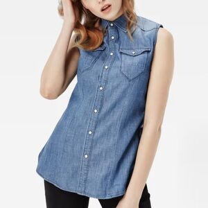 MAXI GOLD DENIM BUTTON DOWN TANK TOP